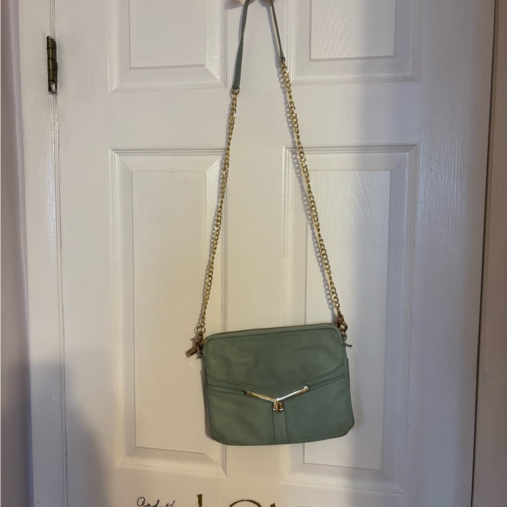 Botkier Green and Gold Crossbody Bag Structured Design